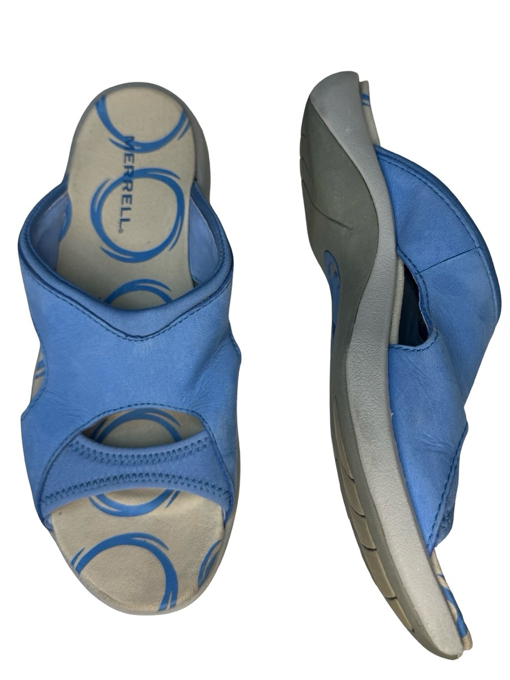 Merrell Women’s Size Open-Toe Slide Sandal Palmetto Blue Gray Comfort Shoe